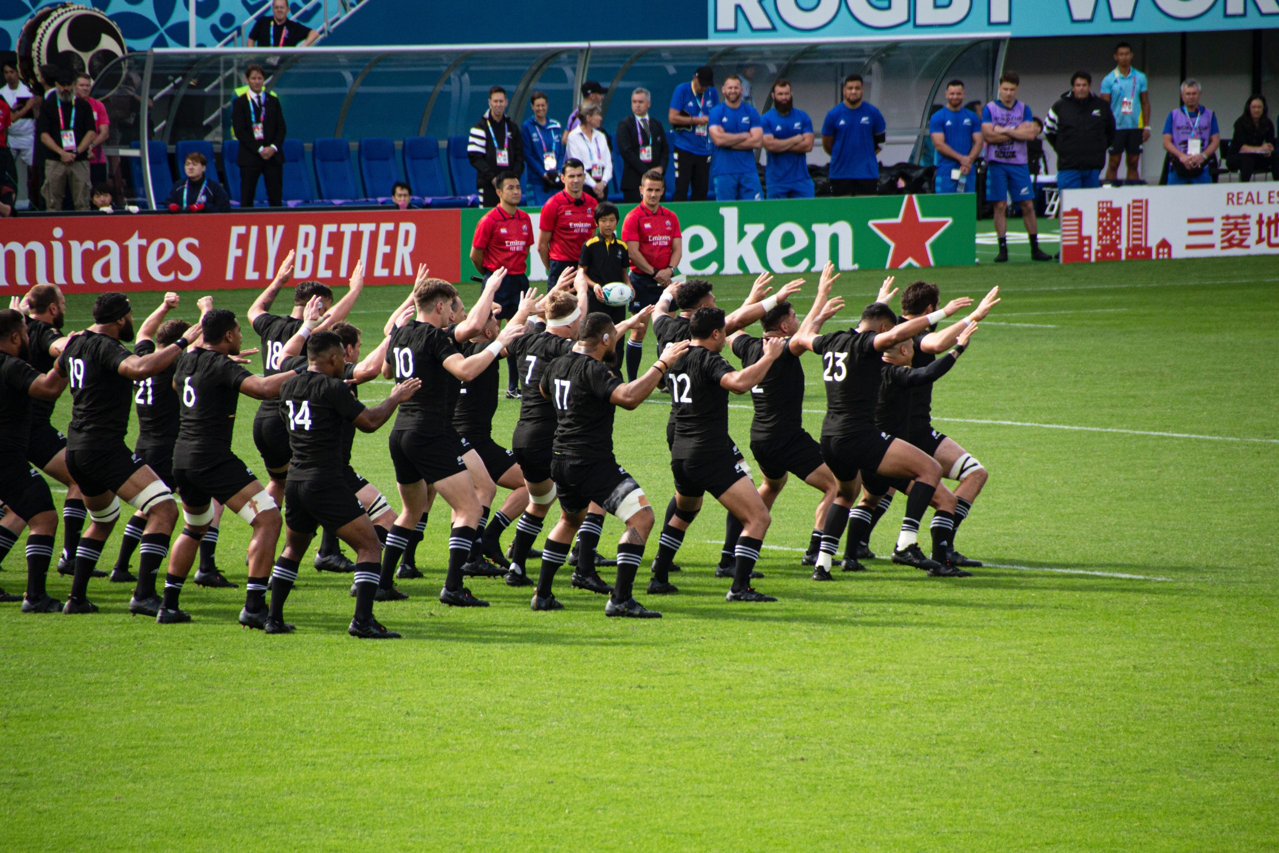 NZ rugby team is showing Haka dance