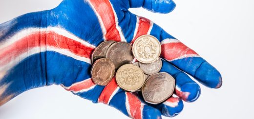 Grabbing UK coins in a hand